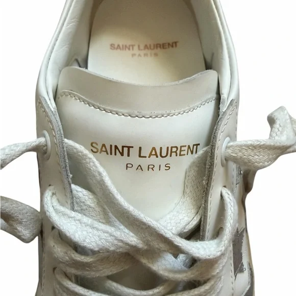 Saint Laurent Paris Court Classic Star Sneakers Leather Women’s Size 39.5 (8.5) - Picture 12 of 16